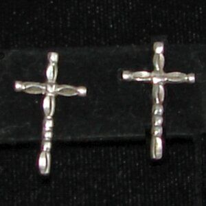 Vtg 925 Sterling Silver Twig Style CROSS EARRINGS, Unknown Maker's Mark  D32